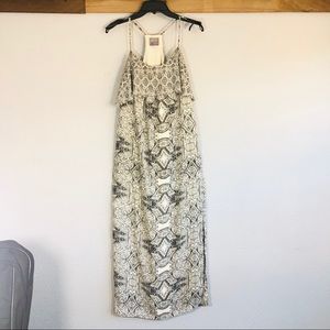 Anthropologie black white print maxi dress size 2